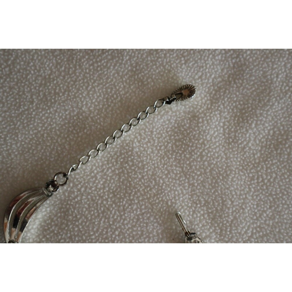 Vintage Scalloped Garland Beaded Swag Silver Tone Choker Necklace 16/17" - Picture 10 of 11